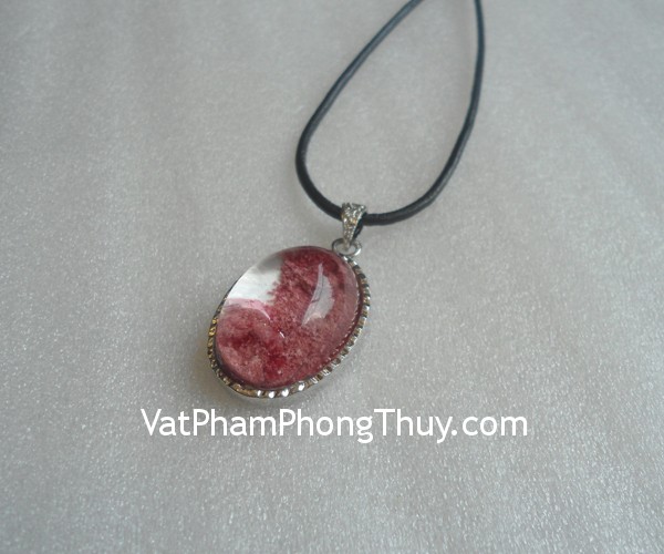 mat ta uu linh do s865 2109 1 Dây chuyền đá phong thủy thạch anh ưu linh đỏ bọc bạc S865 2109