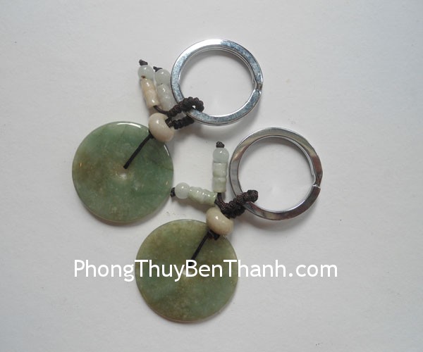 Móc khóa xe hình tiền ngọc bội đá Miến Điện phong thủy S089 moc khoa tien tron s089 01 Móc khóa xe hình tiền ngọc bội đá Miến Điện phong thủy S089